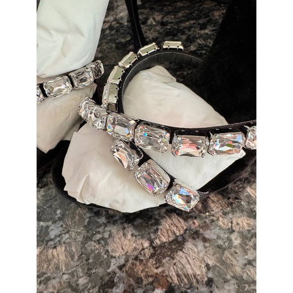 Dolce & Gabbana Keira 105 Crystal Velvet Satin Sandals Black  Dolce & Gabbana Keira 105 Black Velvet Satin Crystal Sandals CR1821 A6I68 41 11